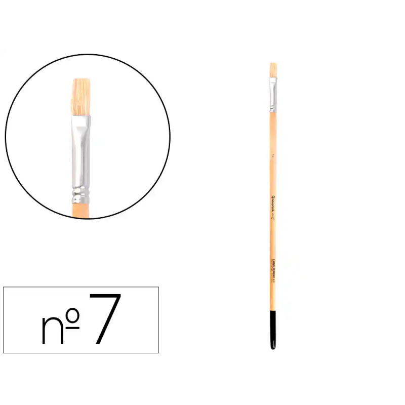Pincel para pintura al oleo y acrilica liderpapel n 7 punta plana de pelo de cerda certificado fsc