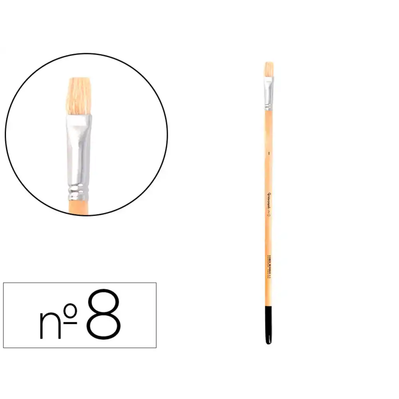 Pincel para pintura al oleo y acrilica liderpapel n 8 punta plana de pelo de cerda certificado fsc