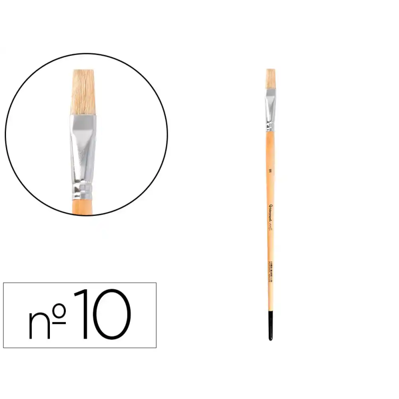 Pincel para pintura al oleo y acrilica liderpapel n 10 punta plana de pelo de cerda certificado fsc