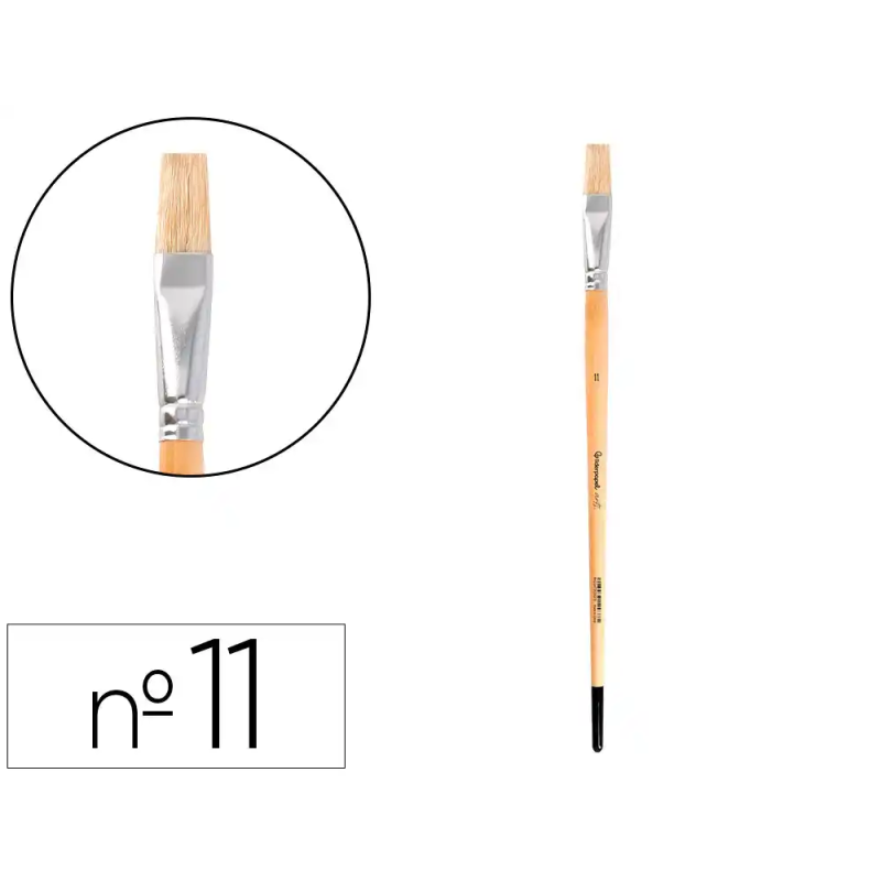Pincel para pintura al oleo y acrilica liderpapel n 11 punta plana de pelo de cerda certificado fsc