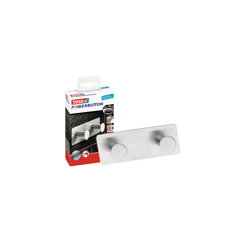 Perchero adhesivo tesa powerboton doble carga maxima 12 kg 40x82x122 mm