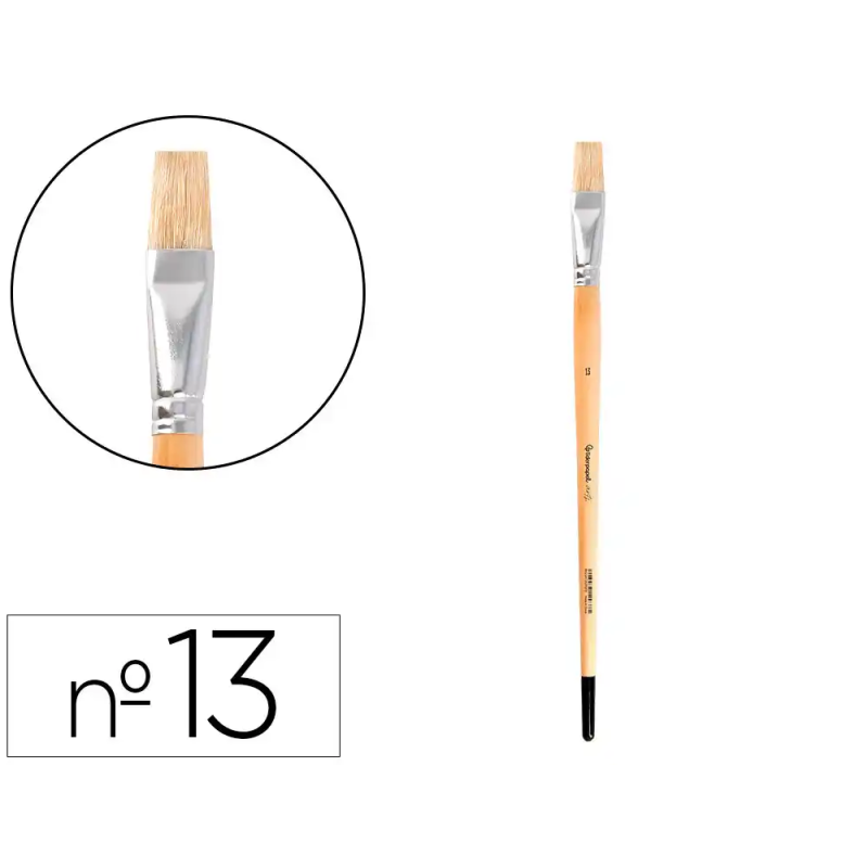 Pincel para pintura al oleo y acrilica liderpapel n 13 punta plana de pelo de cerda certificado fsc