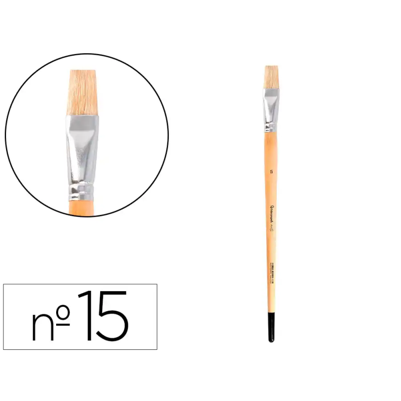 Pincel para pintura al oleo y acrilica liderpapel n 15 punta plana de pelo de cerda certificado fsc
