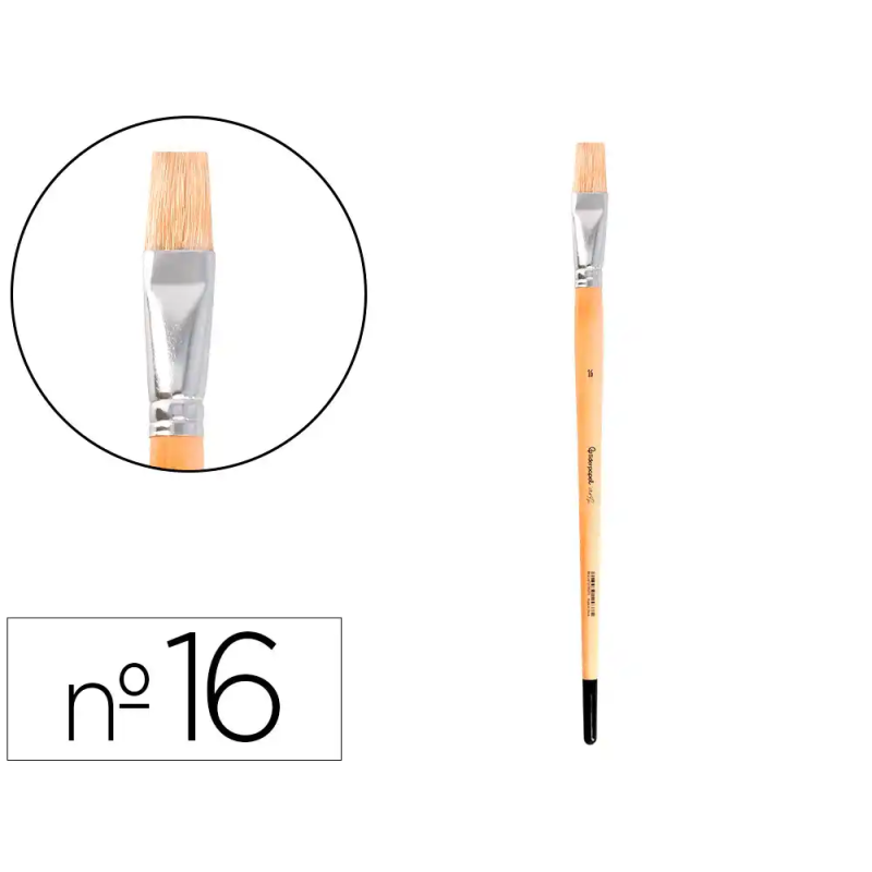 Pincel para pintura al oleo y acrilica liderpapel n 16 punta plana de pelo de cerda certificado fsc