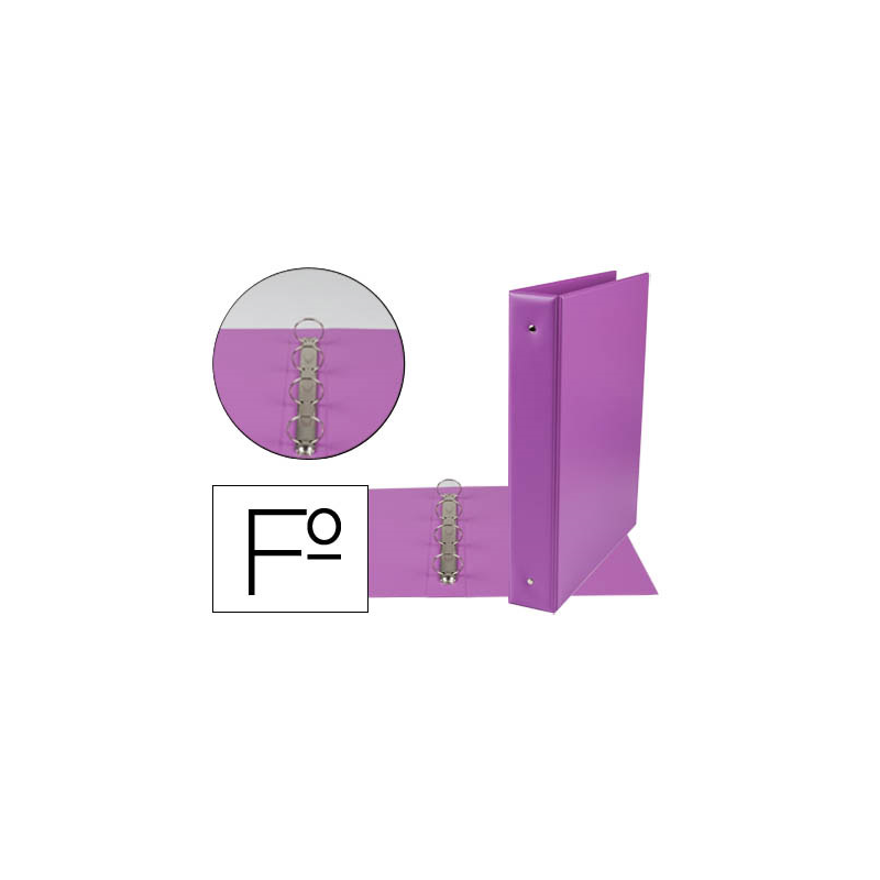 Carpeta liderpapel 4 anillas 40 mm redondas plastico folio color lila