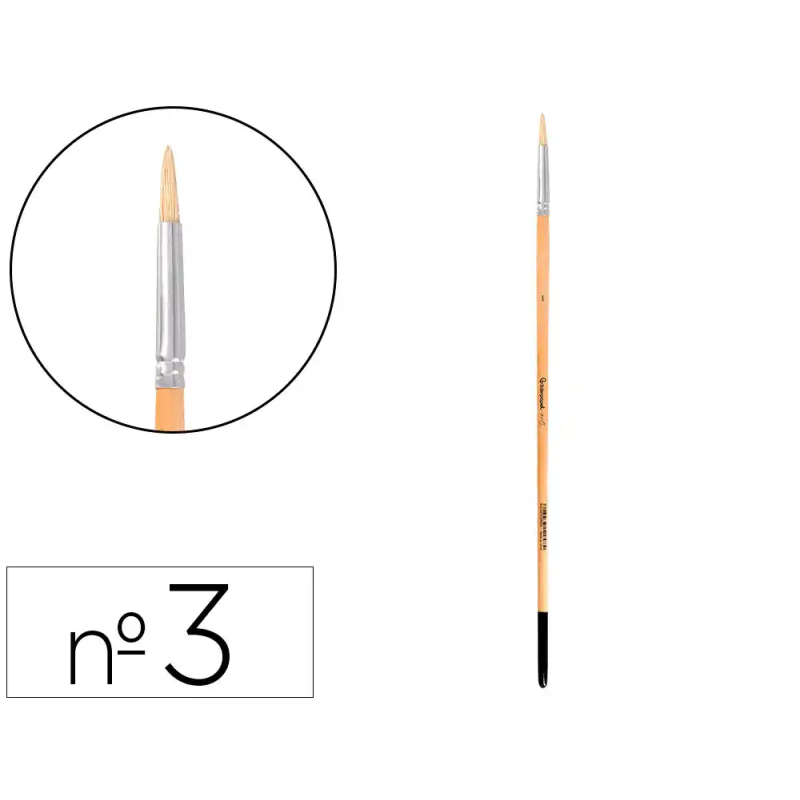 Pincel para pintura al oleo y acrilica liderpapel n 3 punta redonda de pelo de cerda certificado fsc
