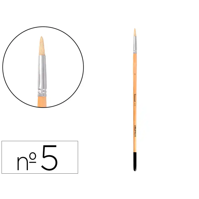 Pincel para pintura al oleo y acrilica liderpapel n 5 punta redonda de pelo de cerda certificado fsc
