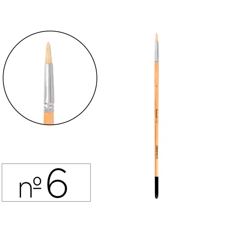 Pincel para pintura al oleo y acrilica liderpapel n 6 punta redonda de pelo de cerda certificado fsc