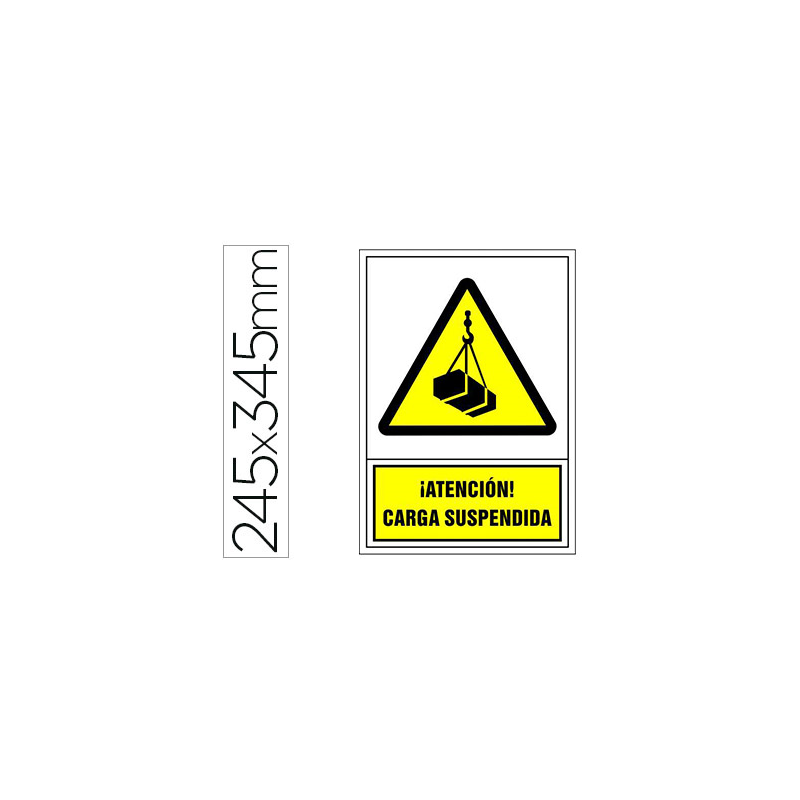 Pictograma syssa señal de advertencia atencion! carga suspendida en pvc 245x345 mm