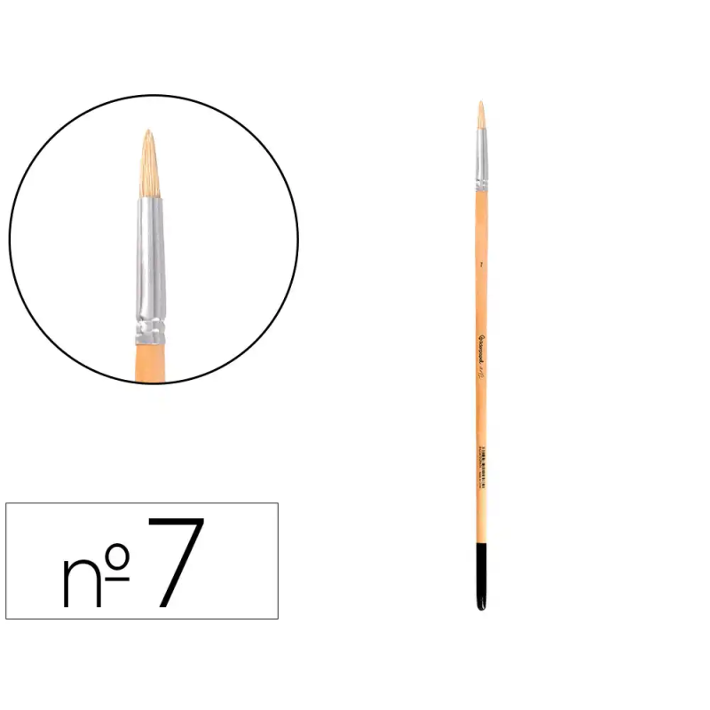 Pincel para pintura al oleo y acrilica liderpapel n 7 punta redonda de pelo de cerda certificado fsc