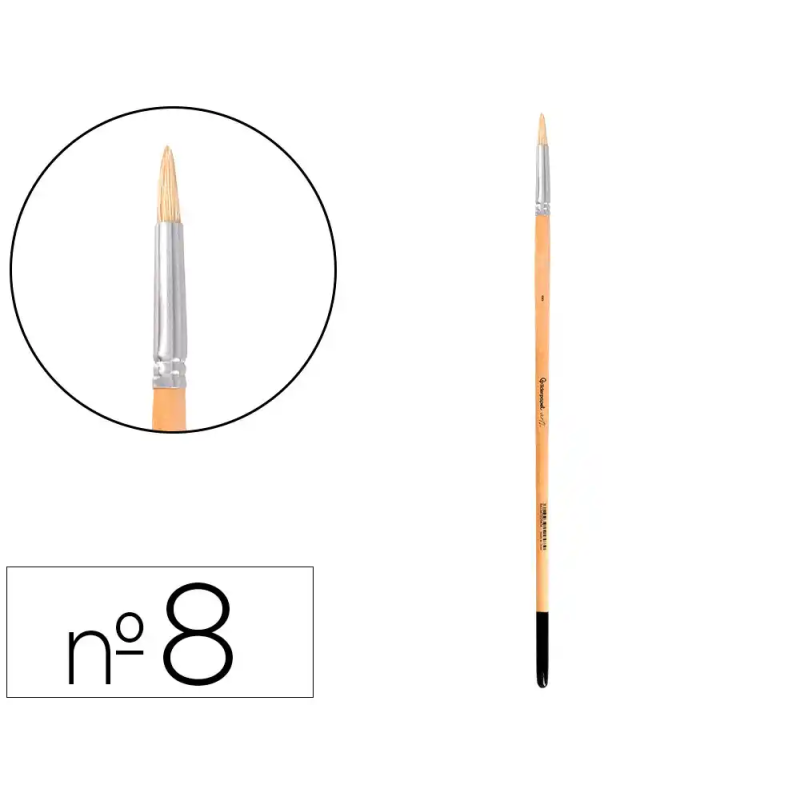 Pincel para pintura al oleo y acrilica liderpapel n 8 punta redonda de pelo de cerda certificado fsc