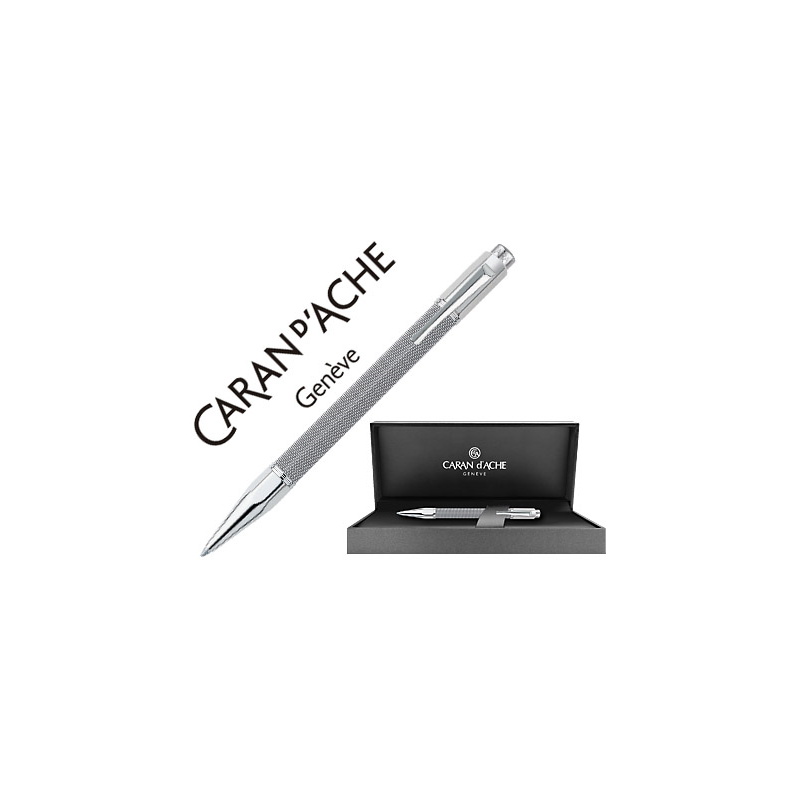 Boligrafo caran d'ache varius ivanhoe cota de malla acero gris placado rodio con estuche punta media