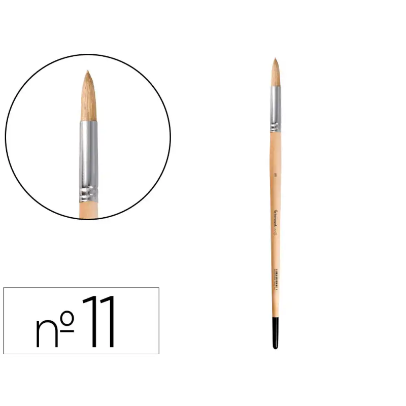 Pincel para pintura al oleo y acrilica liderpapel n 11 punta redonda de pelo de cerda certificado fsc