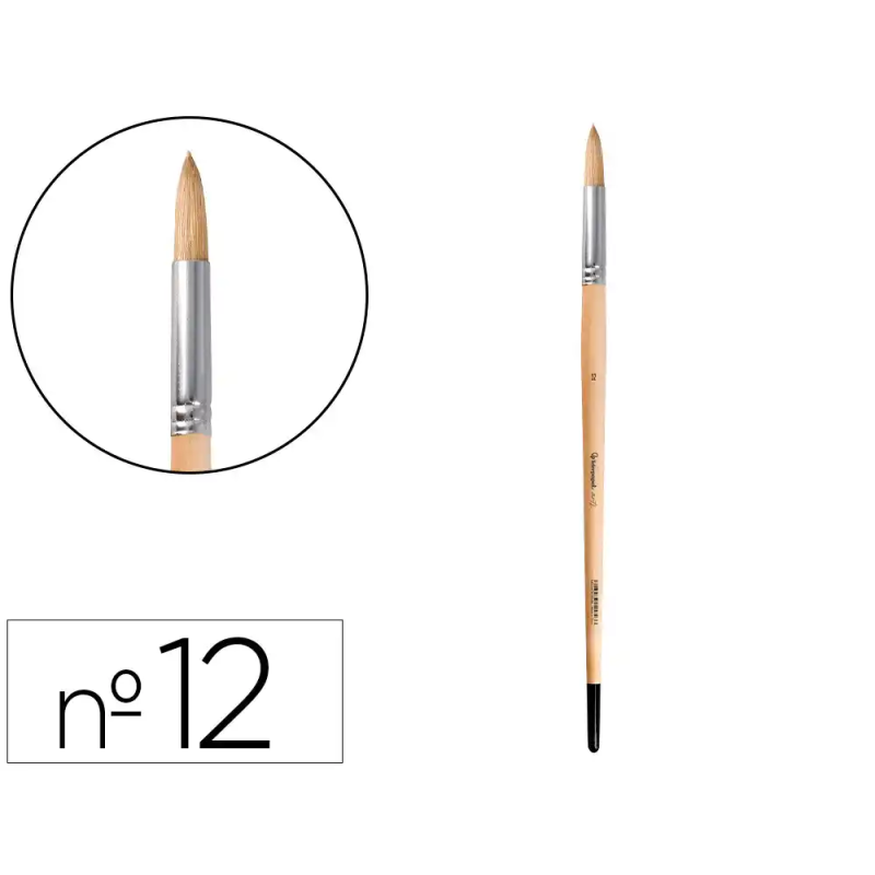 Pincel para pintura al oleo y acrilica liderpapel n 12 punta redonda de pelo de cerda certificado fsc