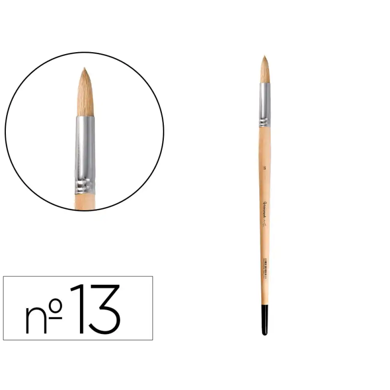 Pincel para pintura al oleo y acrilica liderpapel n 13 punta redonda de pelo de cerda certificado fsc