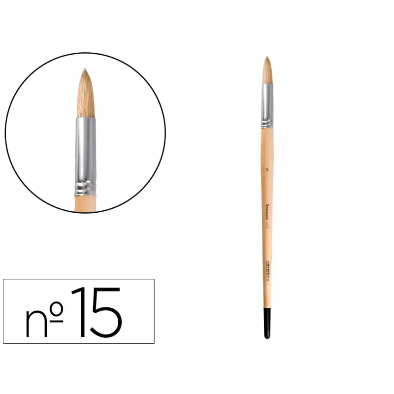 Pincel para pintura al oleo y acrilica liderpapel n 15 punta redonda de pelo de cerda certificado fsc