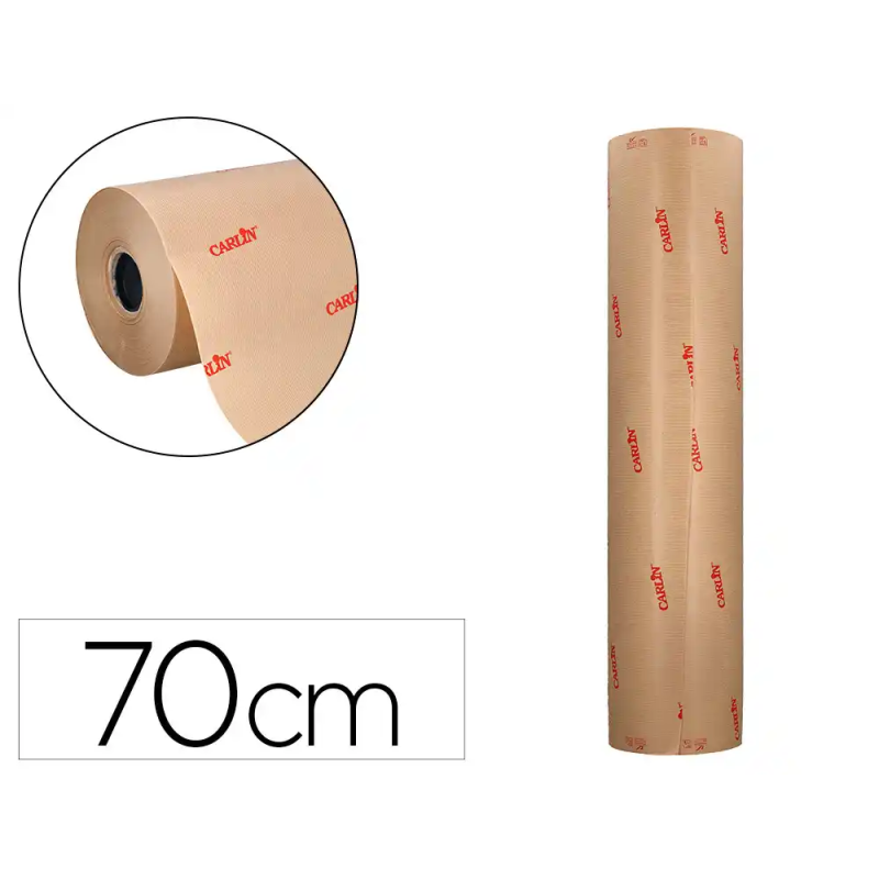 Papel de regalo kraft verjurado carlin bobina grande ancho 70 cm peso 10 kg