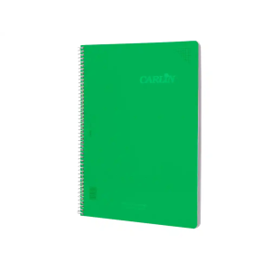 Cuaderno espiral carlin a4 tapa plastico 80h 90gr cuadro 4mm con margen color verde