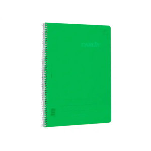 Cuaderno espiral carlin a4 tapa plastico 80h 90gr cuadro 4mm con margen color verde