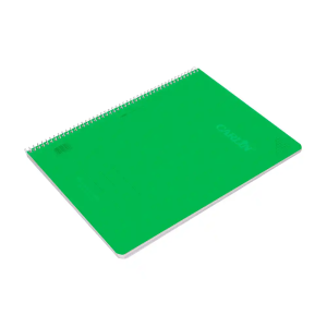Cuaderno espiral carlin a4 tapa plastico 80h 90gr cuadro 4mm con margen color verde