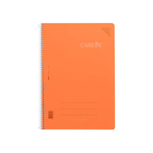 Cuaderno espiral carlin a4 tapa plastico 80h 90gr cuadro 4mm con margen color naranja