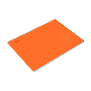 Cuaderno espiral carlin a4 tapa plastico 80h 90gr cuadro 4mm con margen color naranja
