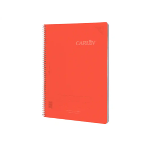 Cuaderno espiral carlin a4 tapa plastico 80h 90gr cuadro 4mm con margen color rojo