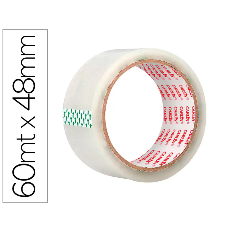 Cinta adhesiva carlin polipropileno transparente 60 mt x 48 mm para embalaje