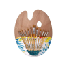 Pinceles sinteticos liderpapel pack de 12 unidades con puntas y tamaños surtidos + paleta de madera