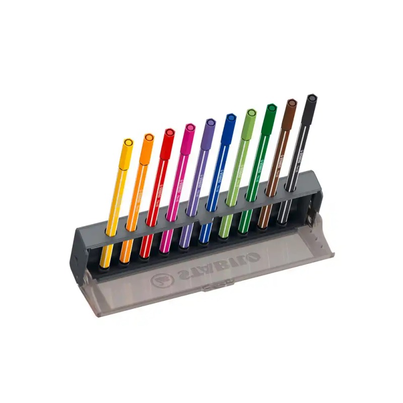 Rotulador stabilo acuarelable pen 68 estuche click set 10 unidades colores surtidos