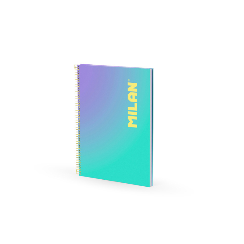 Cuaderno espiral milan coleccion sunset din a4 tapa dura 90 hojas 95 gr cuadricula 5 mm verde