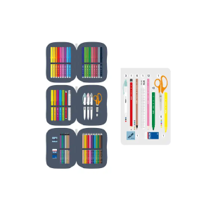 Plumier escolar milan 430 since 1918 triple cremallera con accesorios color azul 200x75x135 mm