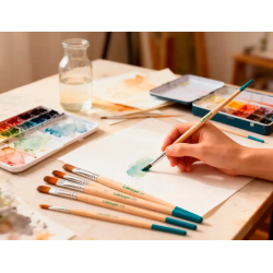 Pinceles sinteticos liderpapel punta lengua gato bolsa de 5 unidades tamaños surtidos certificado fsc