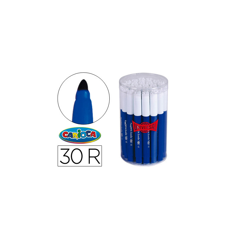 Rotulador carioca jumbo azul punta gruesa bote de 30 unidades