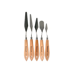 Espatula para pintura liderpapel metalica mango de madera juego de 5 unidades tamaños surtidos certificado