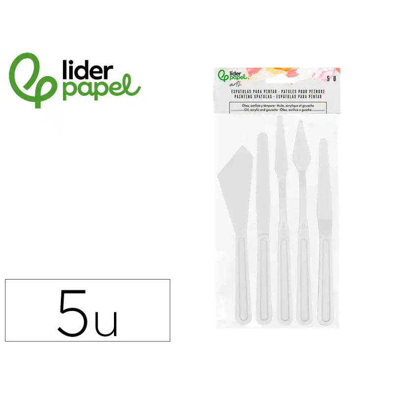 Espatula para pintura liderpapel de plastico juego de 5 unidades tamaños surtidos