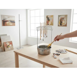 Limpiador con soporte liderpapel para brochas y pinceles de aluminio 18x10,5 cm