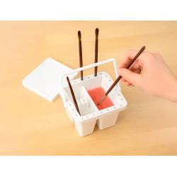Cubo limpiador de pinceles liderpapel de plastico con asa transportable 13x13x9 cm