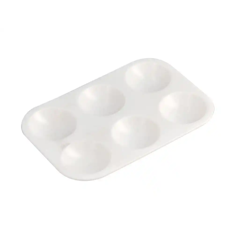Paleta plastico liderpapel para pintura rectangular con 6 huecos 12.5x8,7 cm