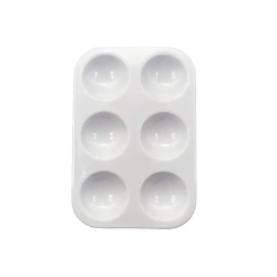 Paleta plastico liderpapel para pintura rectangular con 6 huecos 12.5x8,7 cm