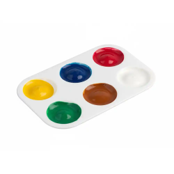 Paleta plastico liderpapel para pintura rectangular con 6 huecos 12.5x8,7 cm