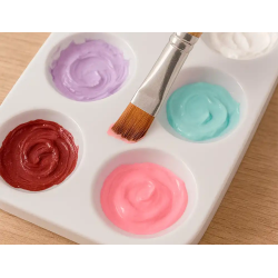 Paleta plastico liderpapel para pintura rectangular con 6 huecos 12.5x8,7 cm