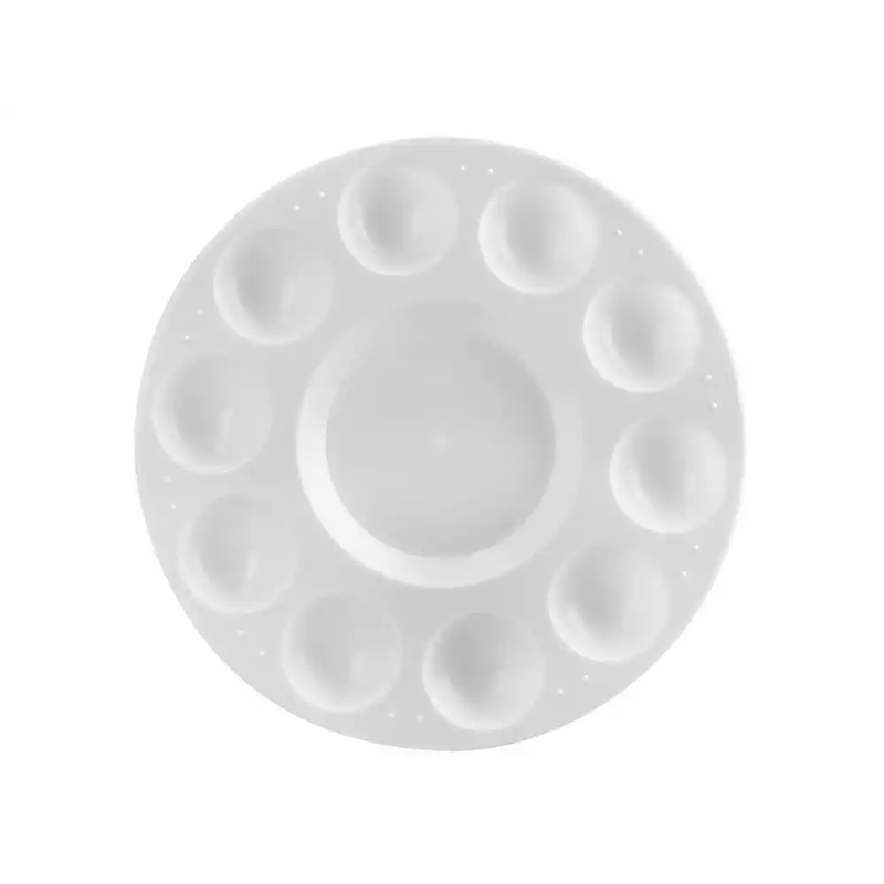 Paleta plastico liderpapel para pintura redonda con 10 huecos 17 cm