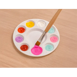 Paleta plastico liderpapel para pintura redonda con 10 huecos 17 cm