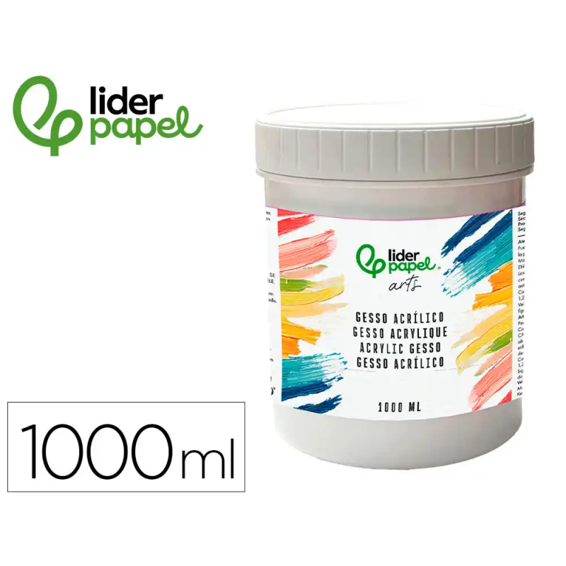 Gesso liderpapel aditivo para acrilico preparador de superficie bote de 1 litro