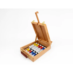 Caballete pintor de sobremesa liderpapel madera de haya barnizado con maletin 39x26x13cm certificado fsc