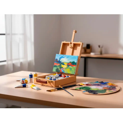 Caballete pintor de sobremesa liderpapel madera de haya barnizado con maletin 39x26x13cm certificado fsc