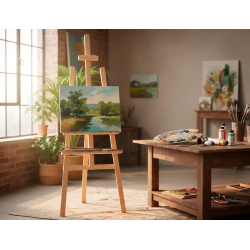 Caballete de pie pintor liderpapel madera de pino barnizado 58,5x175x75 cm certificado fsc