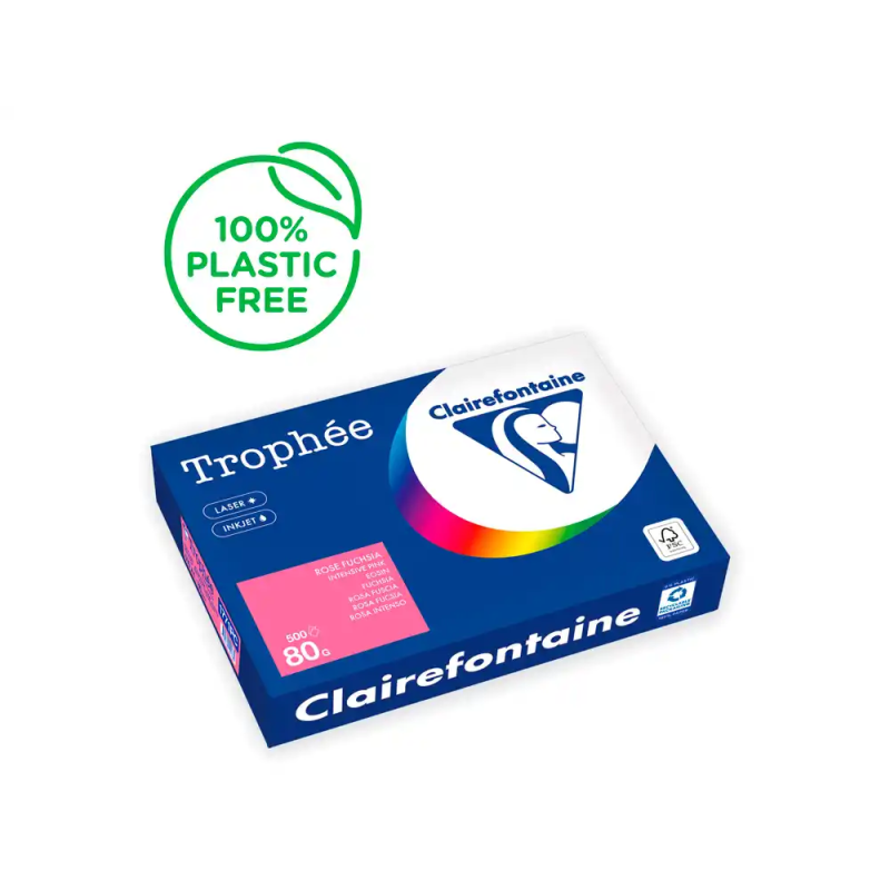 Papel color trophee a4 80gr rosa fuscia intenso paquete de 500 hojas