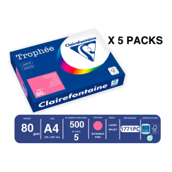 Papel color trophee a4 80gr rosa fuscia intenso paquete de 500 hojas